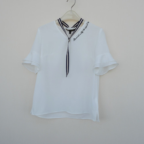 专柜正品超值女夏薄柔乔其纱衬衫