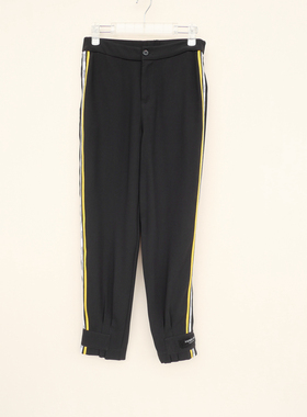 拉系列/S专柜断码 女春夏秋重磅柔坠加捻纱潮酷九分裤5A9777黑色