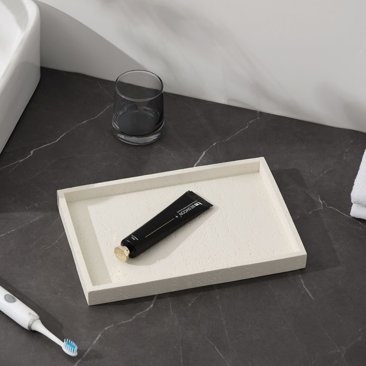 侘寂风米白洞石洗漱高级感酒店民宿卫生间卫浴套装收纳托盘装饰品,家庭/个人清洁工具,浴缸置物架,淘宝优惠券,粉丝福利购,淘宝优惠卷