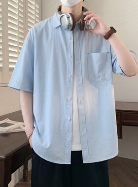 2026初中生高考穿专用衣服男空调衬衫长袖纯棉衬衣无铁无金属外套