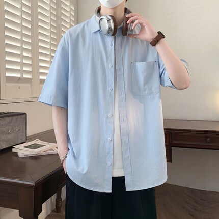 2026初中生高考穿专用衣服男空调衬衫长袖纯棉衬衣无铁无金属外套