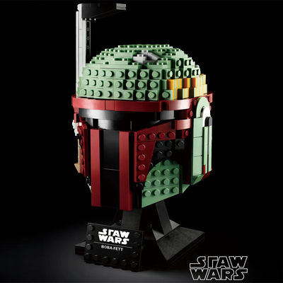 星球大战系列波巴·费特头盔模型摆件男孩儿童拼装积木玩具75277