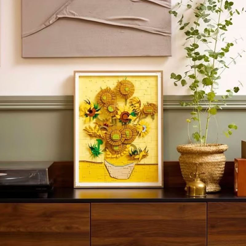 艺术生活文森特梵高向日葵画框儿童男女孩拼装积木玩具礼物31215