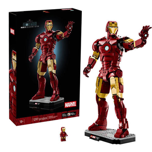 超级英雄钢铁侠Mark3收藏版机甲人仔男孩子拼搭积木玩具礼物76344