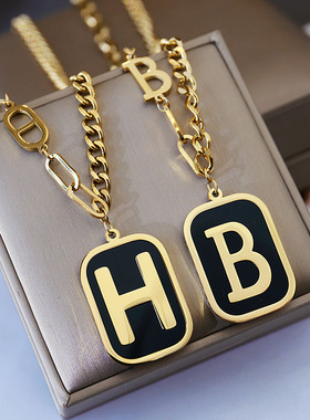 2024年新款H字母毛衣链女高级感小众项链钛钢不掉色轻奢装饰挂件