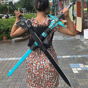 刀剑神域桐人双刀桐谷和人COS武器黑白剑阐释者cosplay动漫刀剑