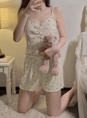 吊带睡衣女夏季新款纯欲风碎花小