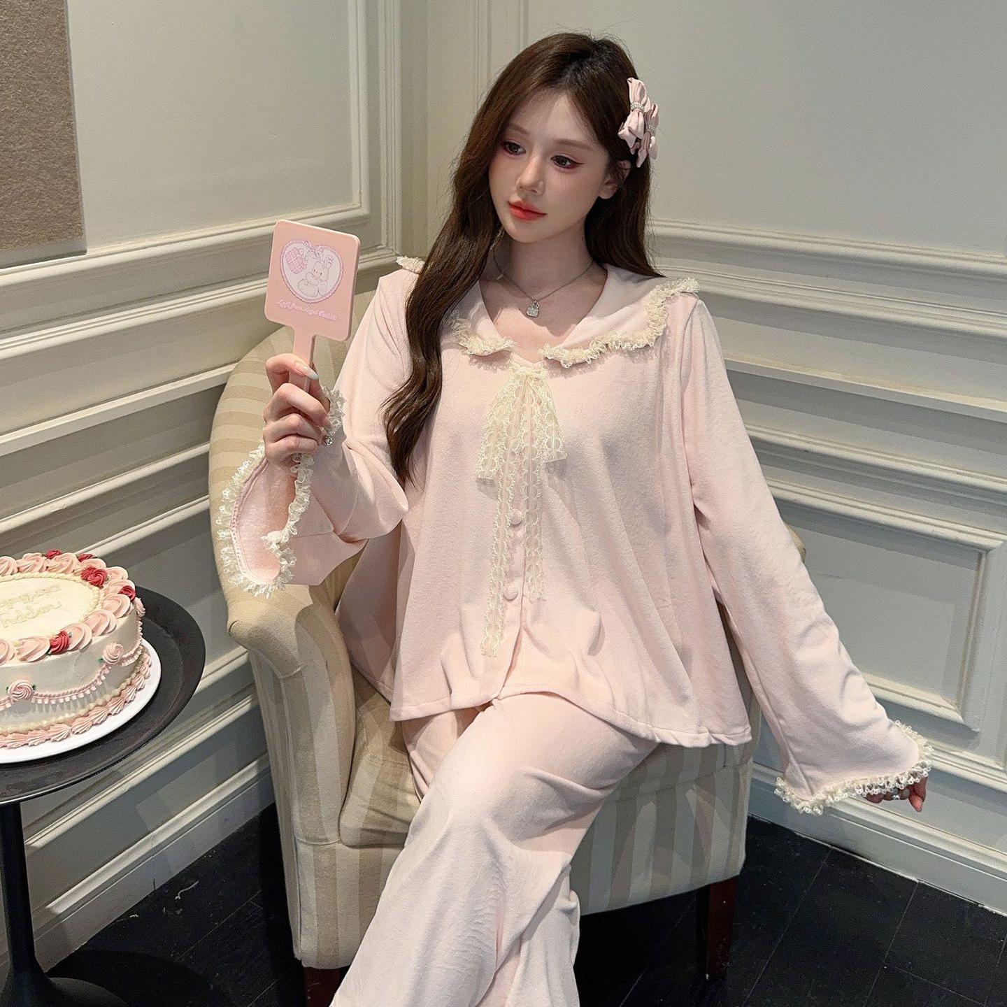 秋冬季双面蕾丝睡衣两件套