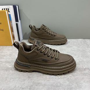 英伦风复古休闲皮鞋 新款 加绒保暖棉鞋 低帮厚底工装 男鞋 鞋 2025冬季