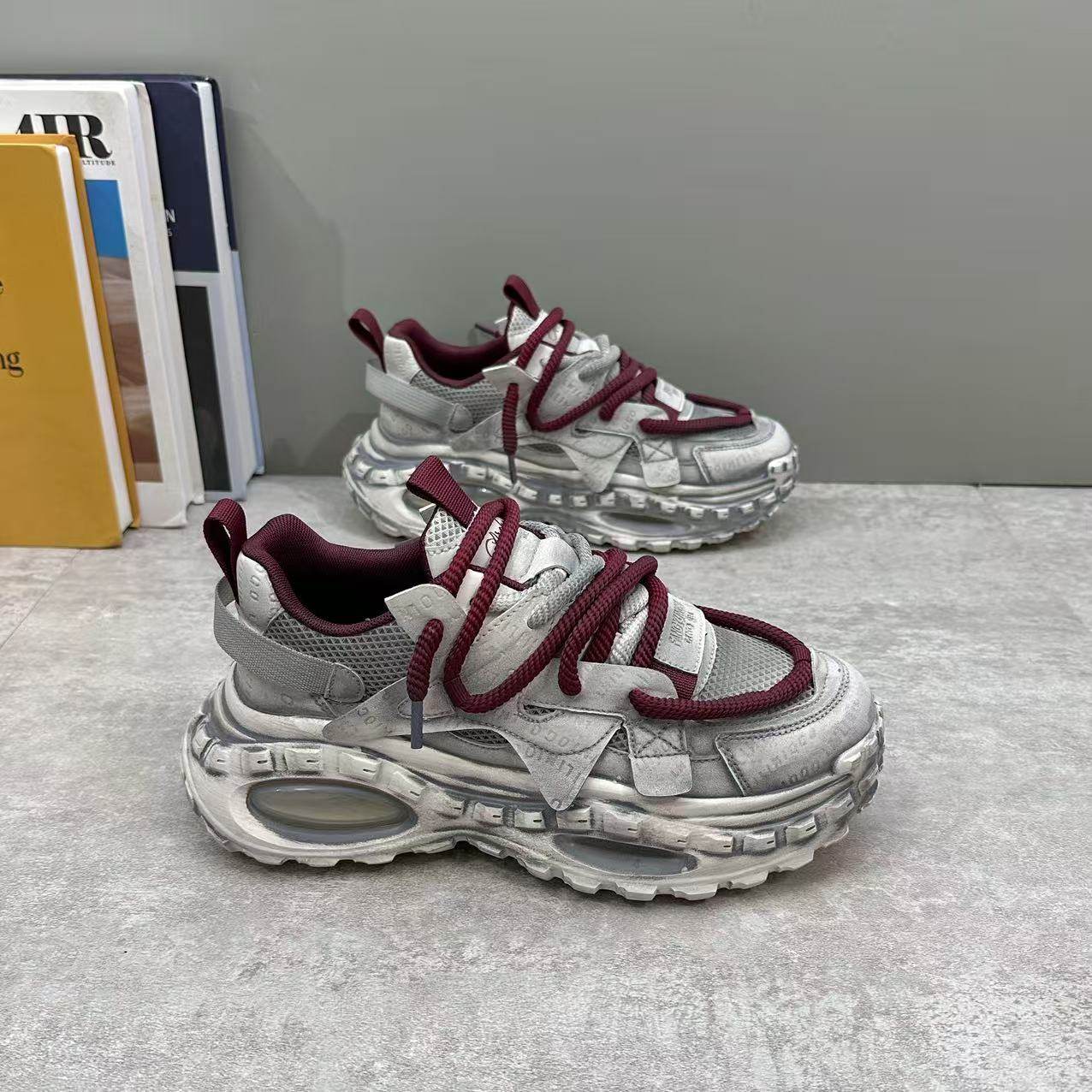 男鞋2026春季新款时尚小众厚底增高运动鞋复古做旧透气百搭老爹鞋,流行男鞋,老爹鞋,淘宝优惠券,粉丝福利购,淘宝优惠卷