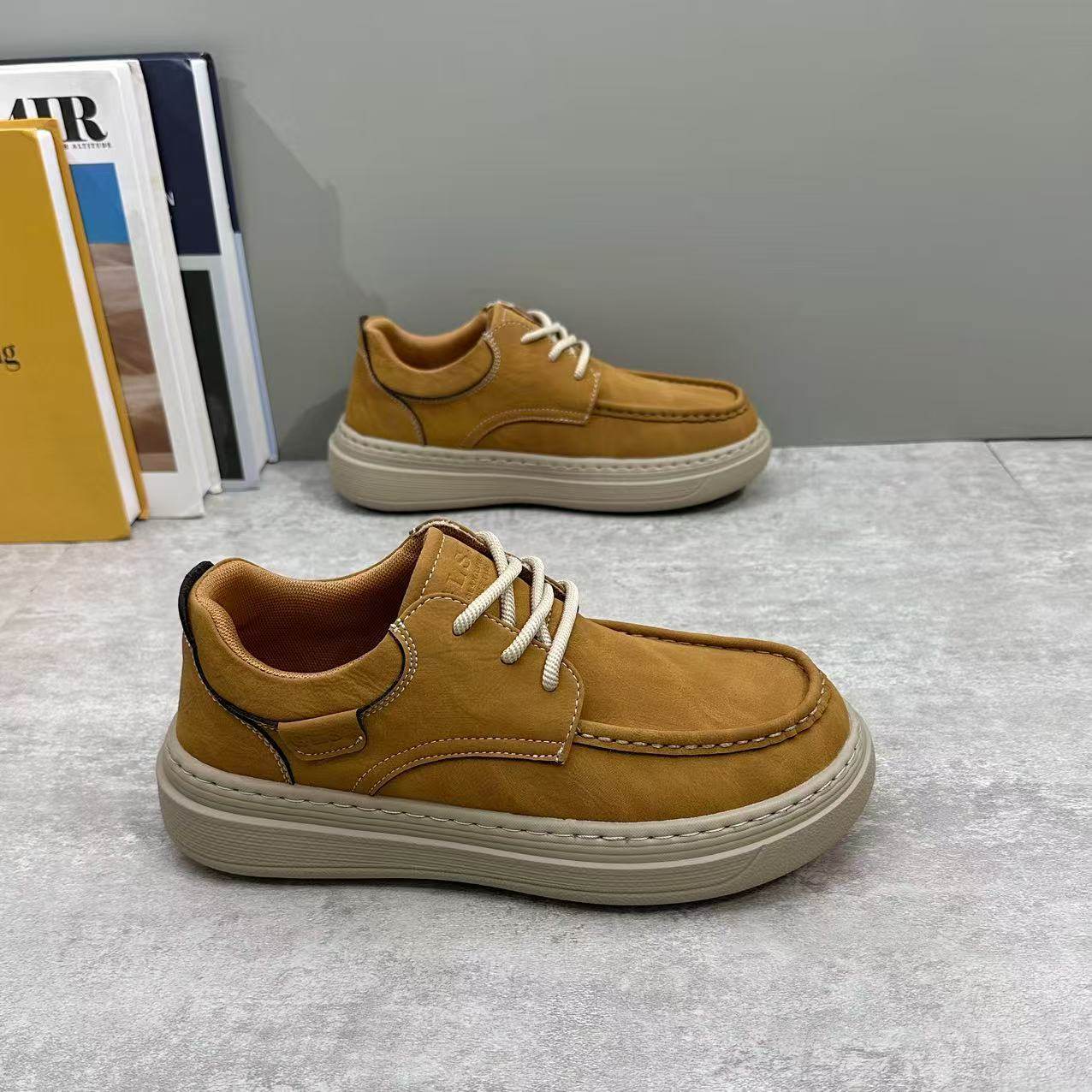 男鞋2025新款秋冬时尚厚底男士休闲板鞋潮流百搭英伦复古工装皮鞋,流行男鞋,时尚休闲鞋,淘宝优惠券,粉丝福利购,淘宝优惠卷