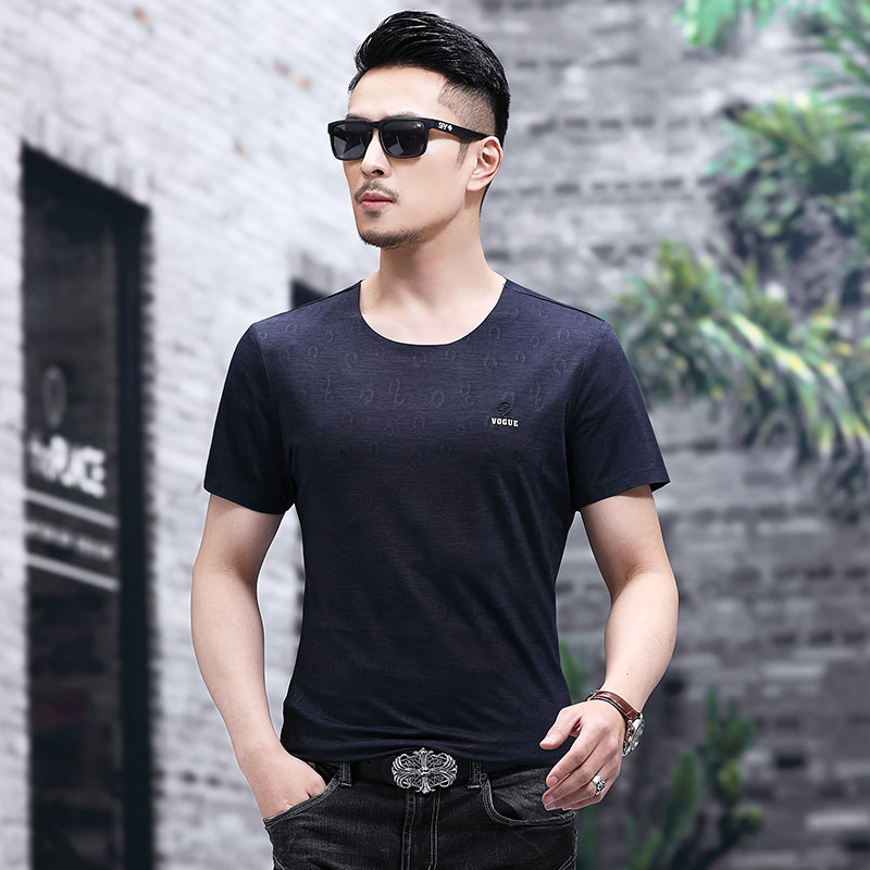 B2596钱塘2020-1夏季男士时尚短袖圆领基础T恤冰丝男装休闲P55图片