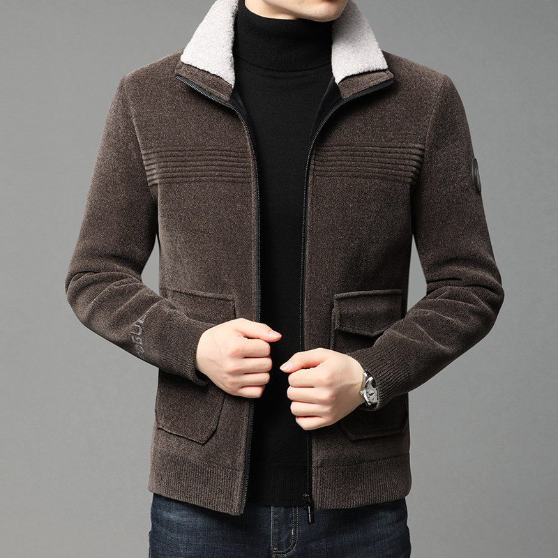 B20571钱塘2020-1冬季男士雪尼尔高端休闲外套夹克加厚保暖P300图片