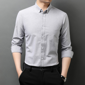 J115钱塘2020-1常年款纯棉衬衣尖领男士长袖高端休闲衬衫纯色P55,男装衬衫,钱塘207-1