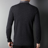 F3177钱塘2020-1秋冬羊毛休闲男士打底衫长袖t恤假两件毛衣P130，男装针织衫/毛衣，钱塘207-1