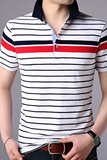 F2680钱塘2020-1春夏精品纯棉条纹短袖T恤男装半袖休闲体恤，男装T恤，钱塘207-1