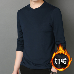 F3010H钱塘2020-1秋冬加绒莫代尔桑蚕丝打底衫t恤纯色长袖男士P80图片