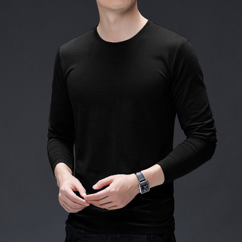 F3060钱塘2020-1秋冬莫代尔打底衫t恤纯色潮流长袖男士P70图片