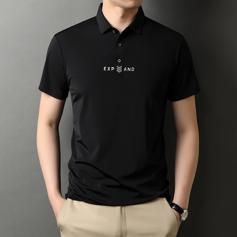 J355钱塘2020-1冰丝滑料夏季男士休闲短袖T恤流行翻领宽松半袖，男装T恤，钱塘207-1