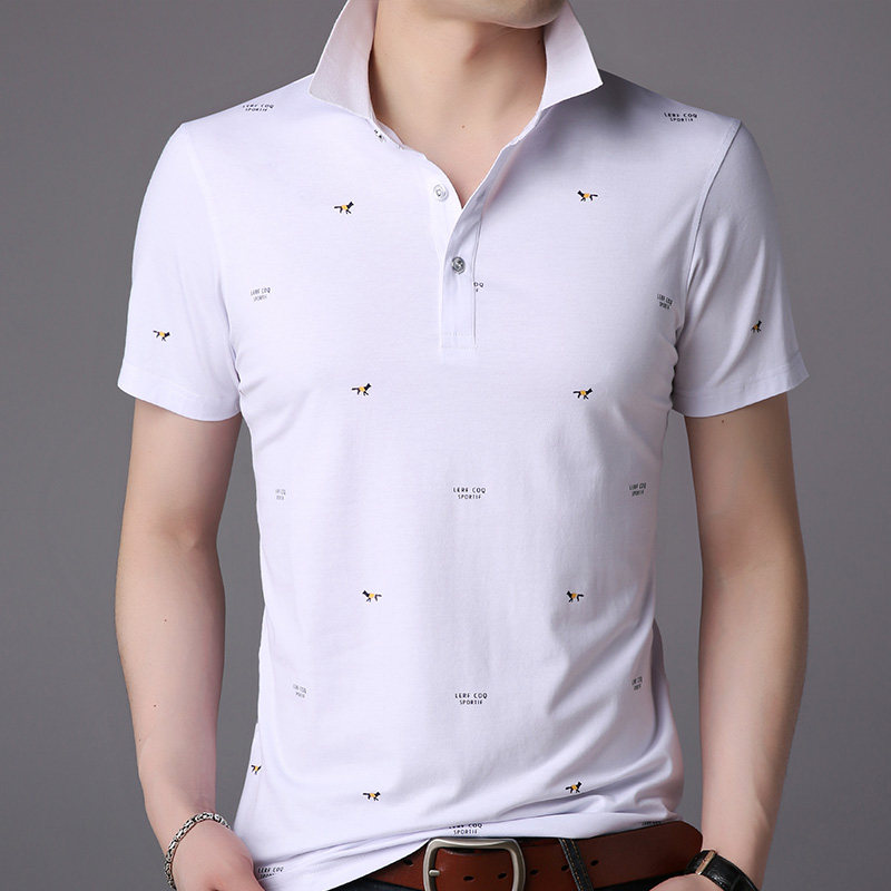 F2671钱塘2020-1春夏精品纯棉翻领短袖T恤男装半袖休闲纯色图片