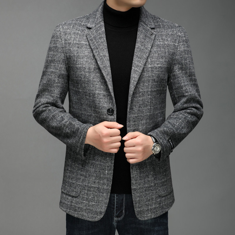 J691钱塘2020-1冬季毛呢西装男士冬季羊毛外套西服休闲商务P310,男装毛呢大衣,钱塘207-1