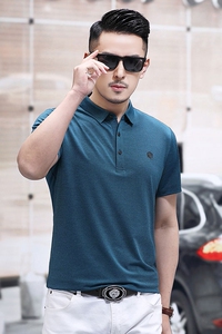 B8975钱塘2020-1夏季男士时尚短袖polo衫T恤翻领男装商务休闲P60,孔雀蓝色长裙搭配什么上衣图片