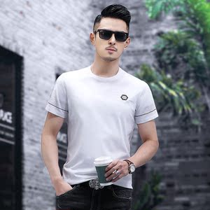 B7774钱塘2020-1夏季男士时尚短袖圆领基础T恤冰丝男装休闲P55图片