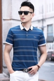 B7725钱塘2021-1夏季男士条纹短袖polo衫T恤翻领男装商务休闲，男装T恤，钱塘207-1
