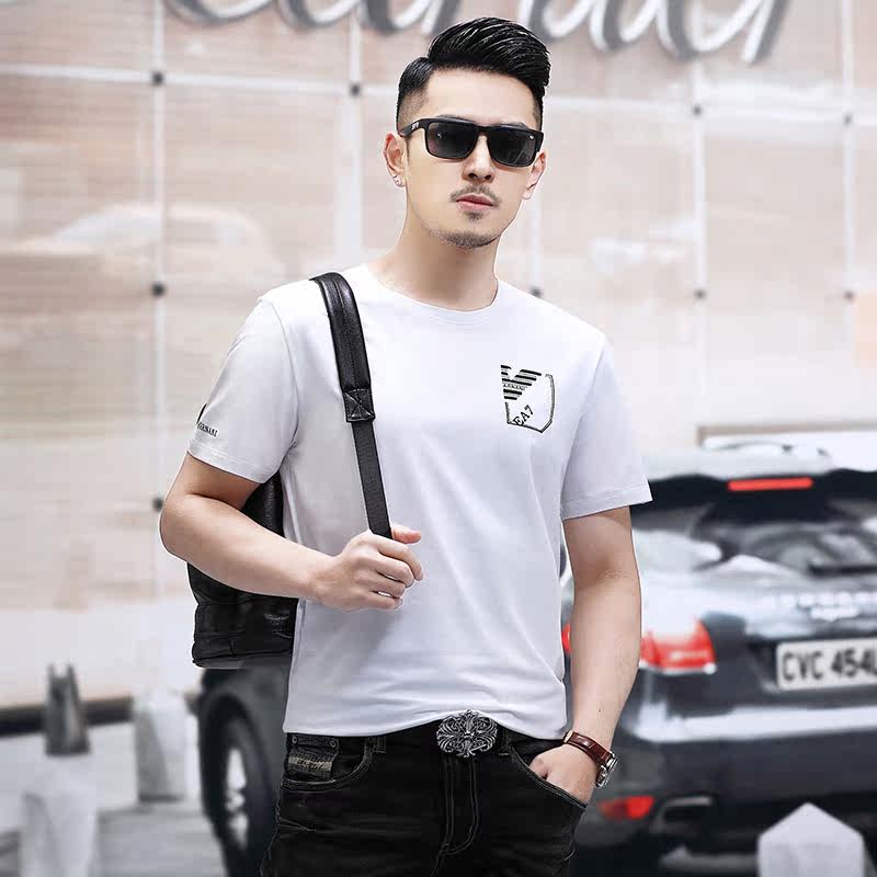 B5203钱塘2020-1夏季男士时尚短袖圆领基础T恤冰丝男装休闲P52,男装T恤,钱塘207-1