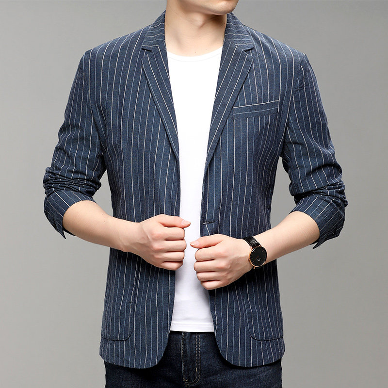 F3321钱塘2020-1秋季男士亚麻薄款休闲西服小西装上衣外套P155,男装西服,钱塘207-1