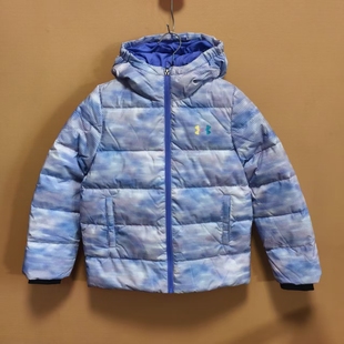 安德玛儿童女童冬季短款羽绒服保暖防风连帽厚运动外套 断码处理