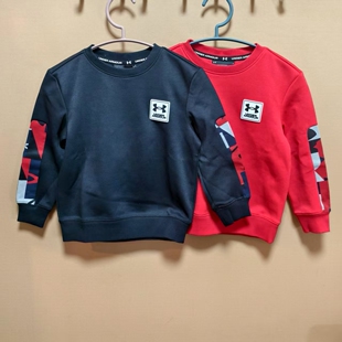 安德玛童装男童春秋季圆领套头卫衣新年款针织运动上衣 断码处理