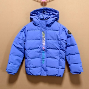 安德玛儿童男女童冬季短款羽绒服保暖防风连帽厚运动外套断码处理