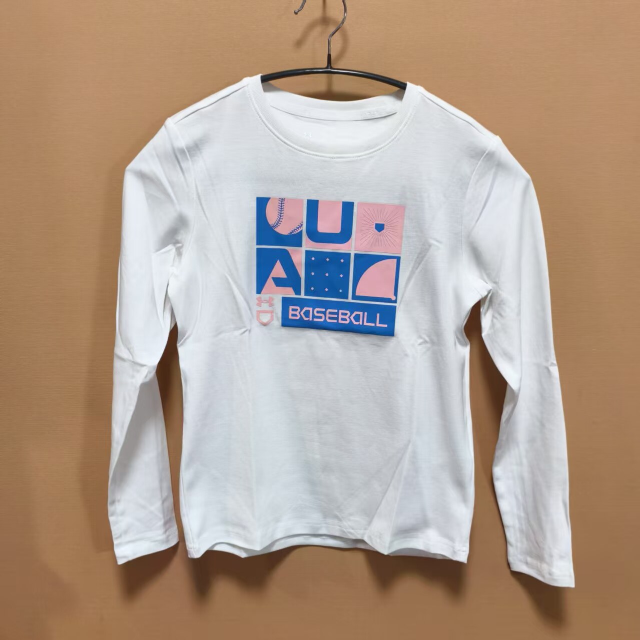 安德玛儿童女童春秋季纯棉长袖T恤透气吸汗跑步运动上衣 断码处理