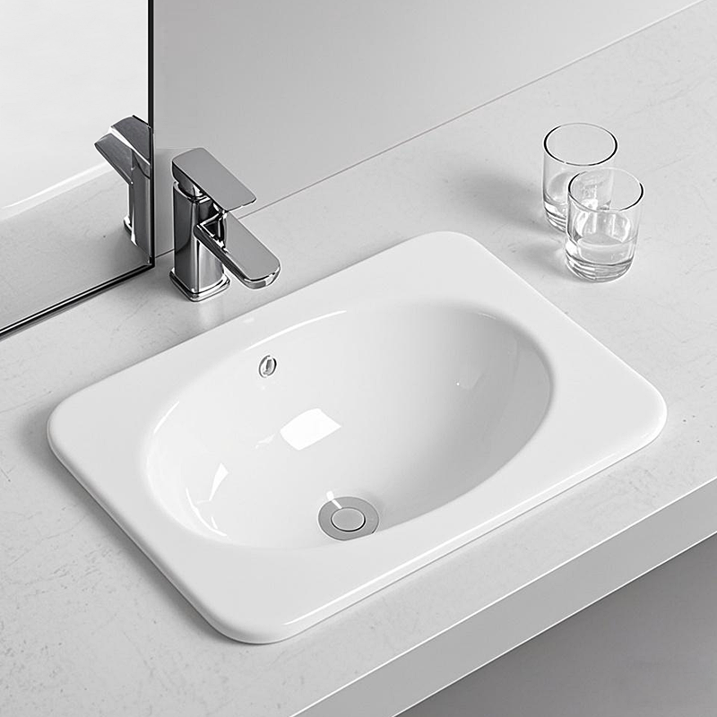 半嵌入式洗手盆陶瓷家用卫生间洗脸盆小户型一体阳台洗漱盆台中盆