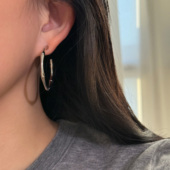 FLOAT浮漾精致竹节素圈大圆圈耳环高级感气质圆形金属风银色耳圈