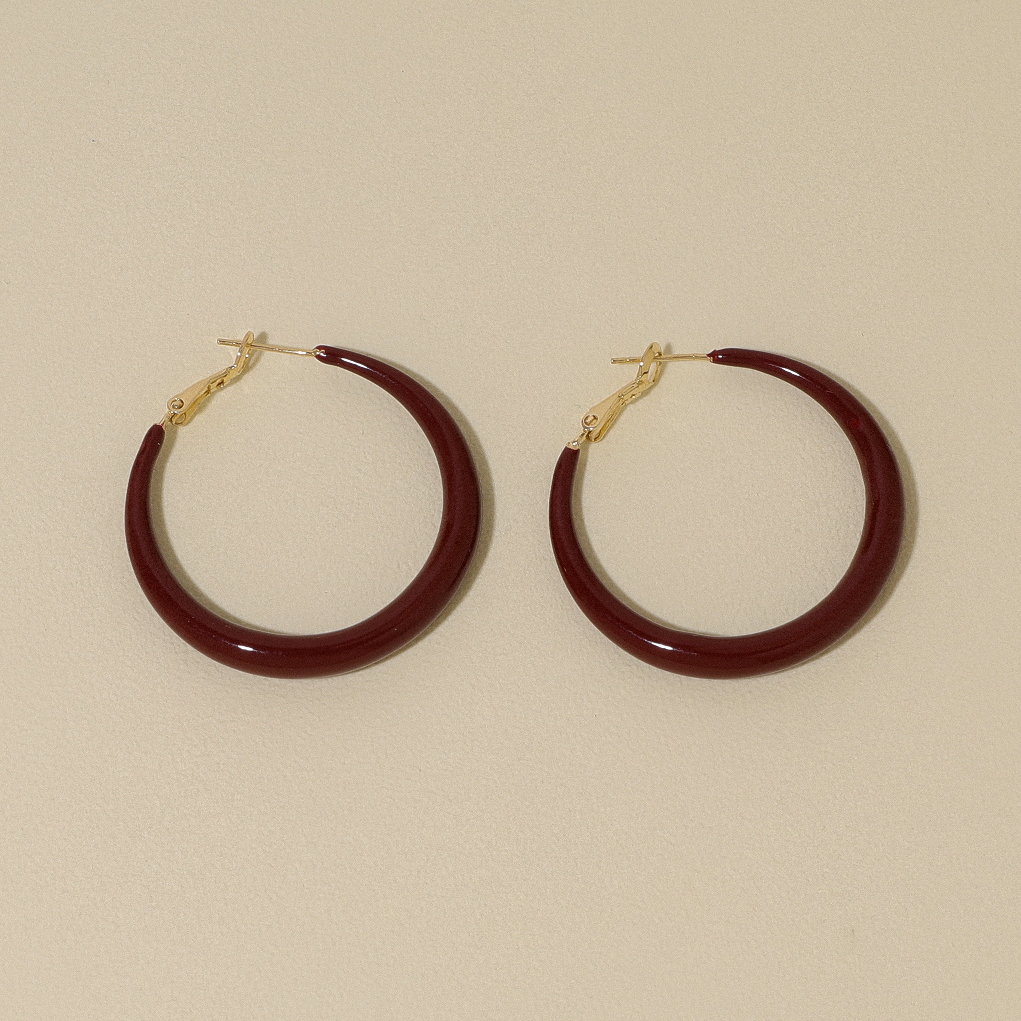 FLOAT浮漾酒红色耳圈2025新款秋冬复古耳环女高级感气质耳饰耳夹