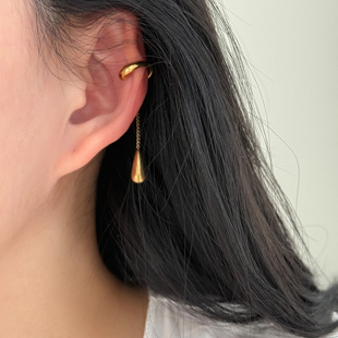 FLOAT浮漾金属风水滴形吊坠耳夹简约耳挂高级感气质无耳洞耳饰