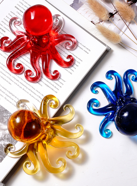 可爱水晶滴胶环氧树脂八爪鱼造型装饰摆件，彩色透明水晶滴胶章鱼