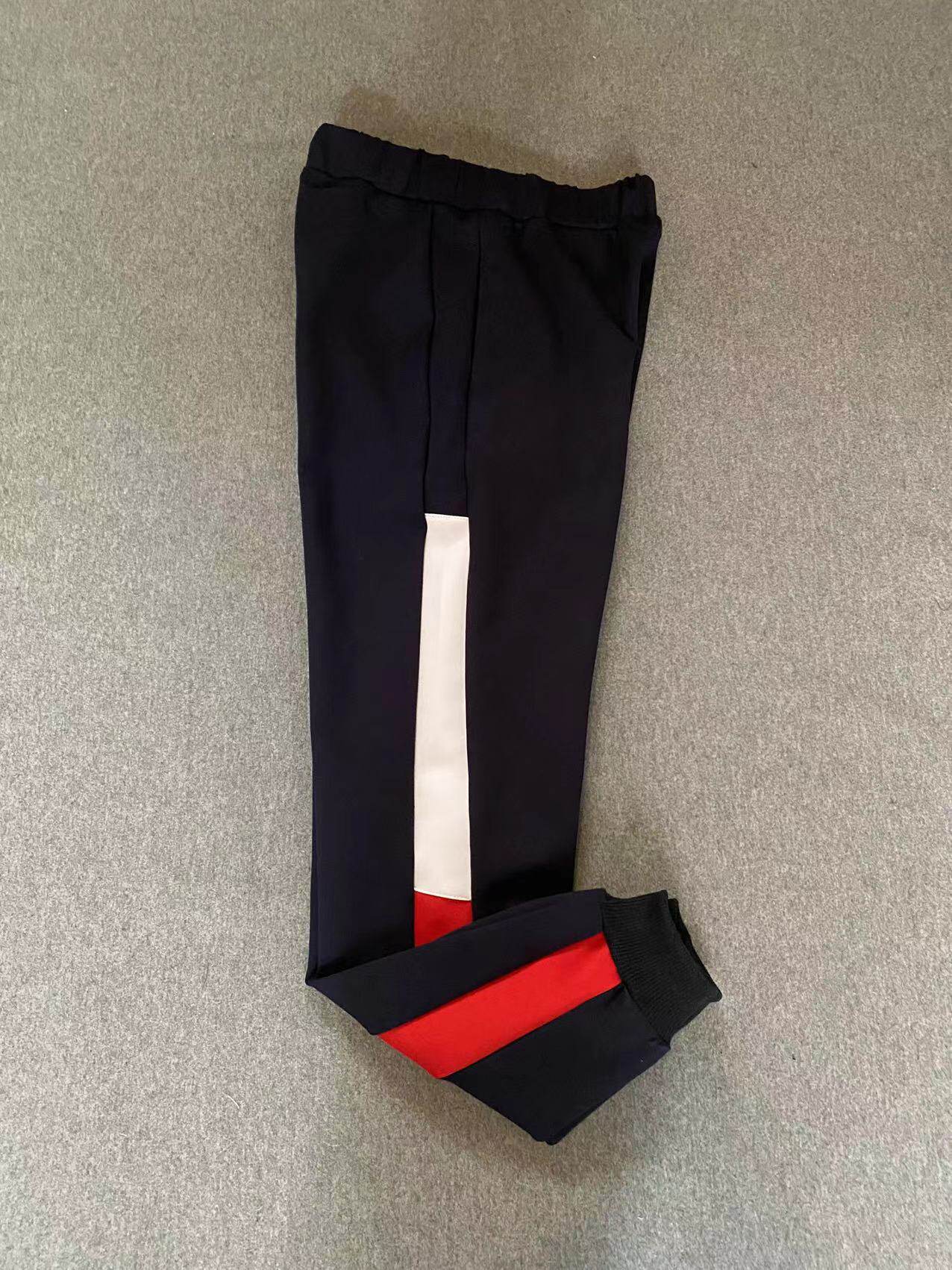 CUSTOM-MADE SPRING AUTUMN AND WINTER BOYS AND GIRLS SCHOOL PANTS THE SAME SWEATPANTS SPLICED BLUE WHITE AND RED A WIDE BAR AND FLEECE THICKENED SWEATPANTS