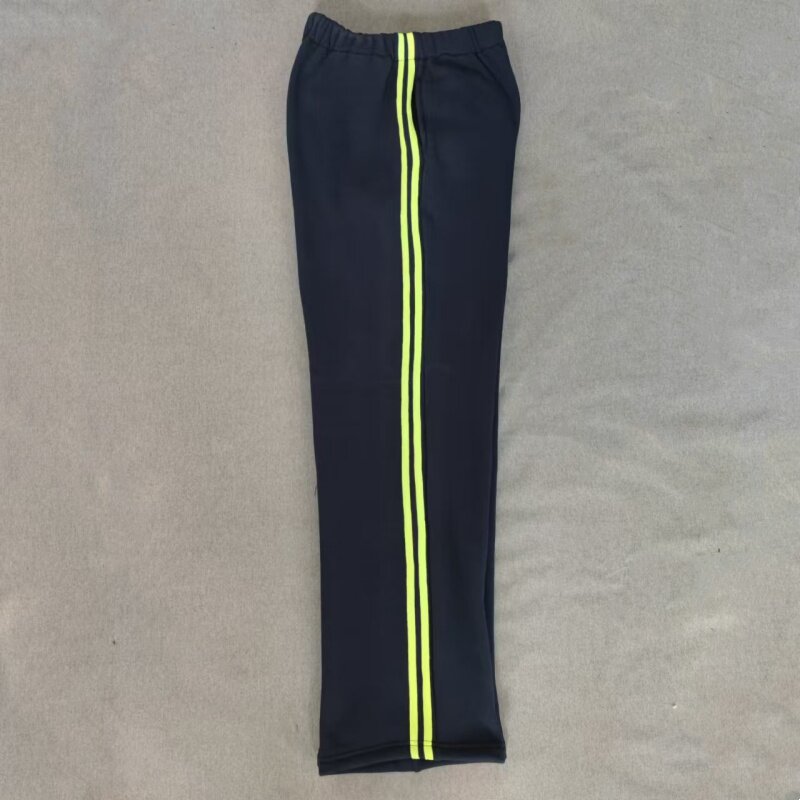 CUSTOM-MADE SPRING AUTUMN AND WINTER BOYS AND GIRLS SCHOOL PANTS THE SAME SWEATPANTS NAVY BLUE STITCHING FLUORESCENT GREEN 2-BAR FLEECE SWEATPANTS