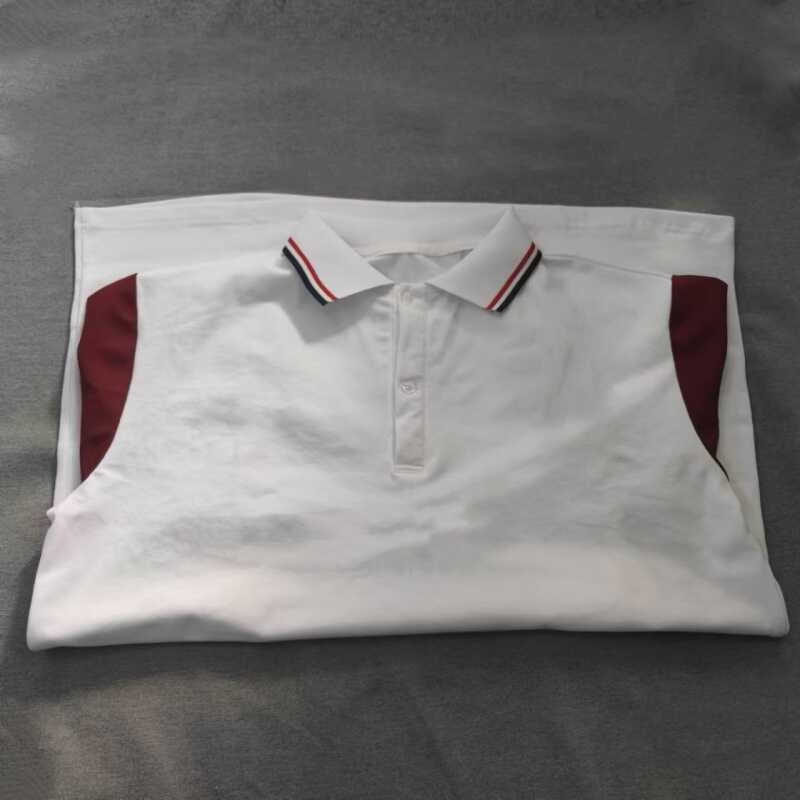 白色拼酒红短袖校服增洋
