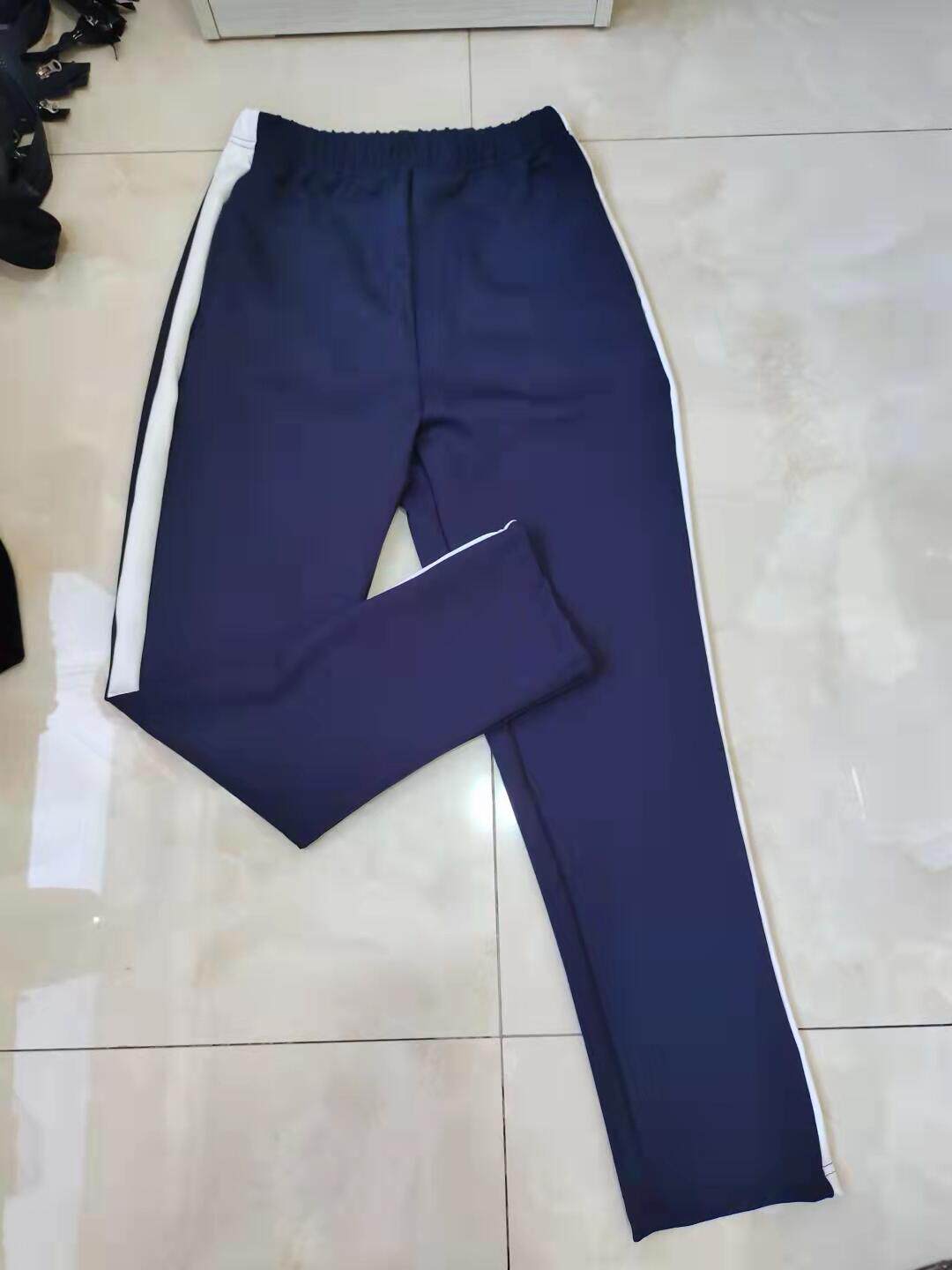 CUSTOM-MADE SPRING AUTUMN AND WINTER BOYS AND GIRLS SCHOOL PANTS THE SAME SWEATPANTS NAVY BLUE STITCHING A WHITE BAR VELVET THICKENED SLACKS