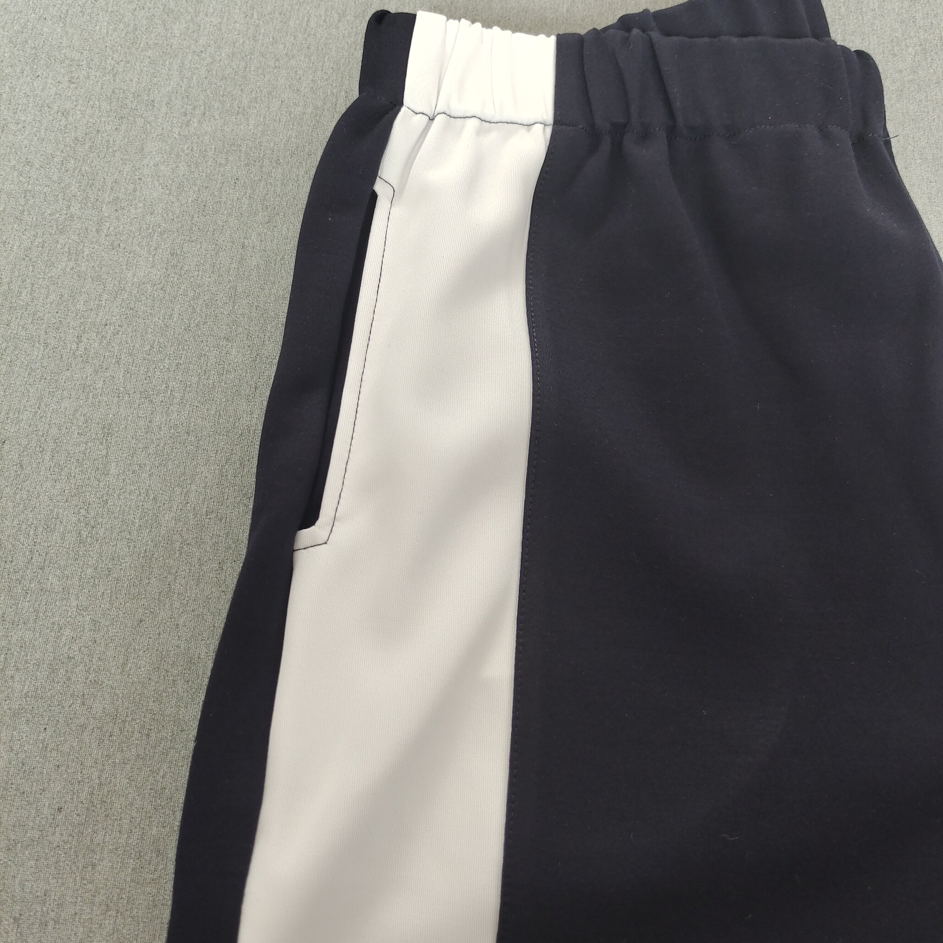 CUSTOM-MADE SPRING AUTUMN AND WINTER UNI COTTON SWEATPANTS NAVY BLUE PATCHWORK RED AND WHITE TRIANGLE FLEECE SWEATPANTS