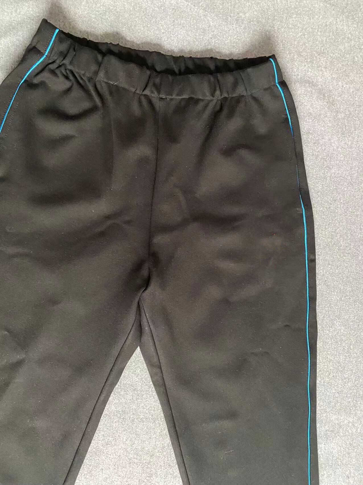 CUSTOM-MADE SPRING AND AUTUMN BOYS AND GIRLS SCHOOL PANTS THE SAME SPORTS PANTS NAVY BLUE PLUS BLUE THIN STRIPE VELVET THICKENED COTTON SWEATPANTS