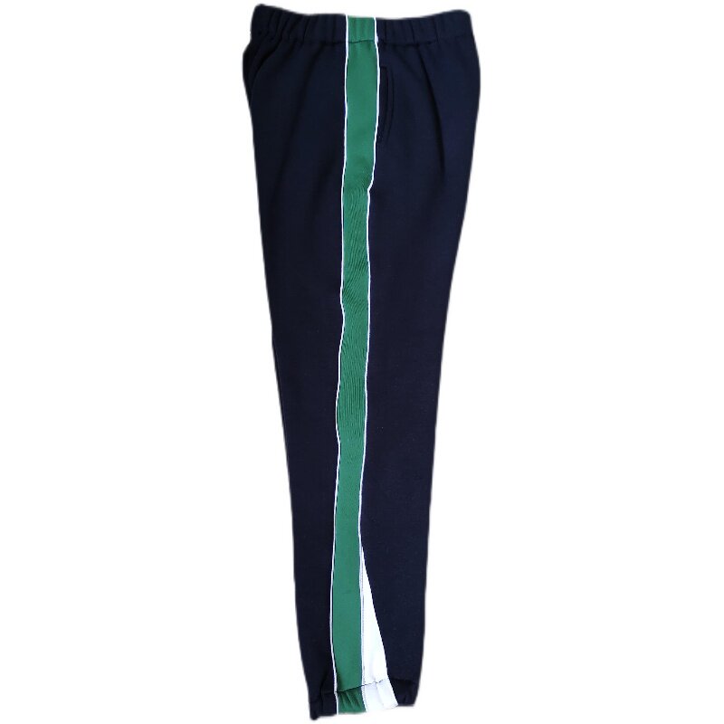 CUSTOM-MADE SPRING AUTUMN AND WINTER BOYS AND GIRLS SCHOOL PANTS THE SAME SWEATPANTS NAVY BLUE STITCHING DARK GREEN WIDE BAR PADDED SWEATPANTS