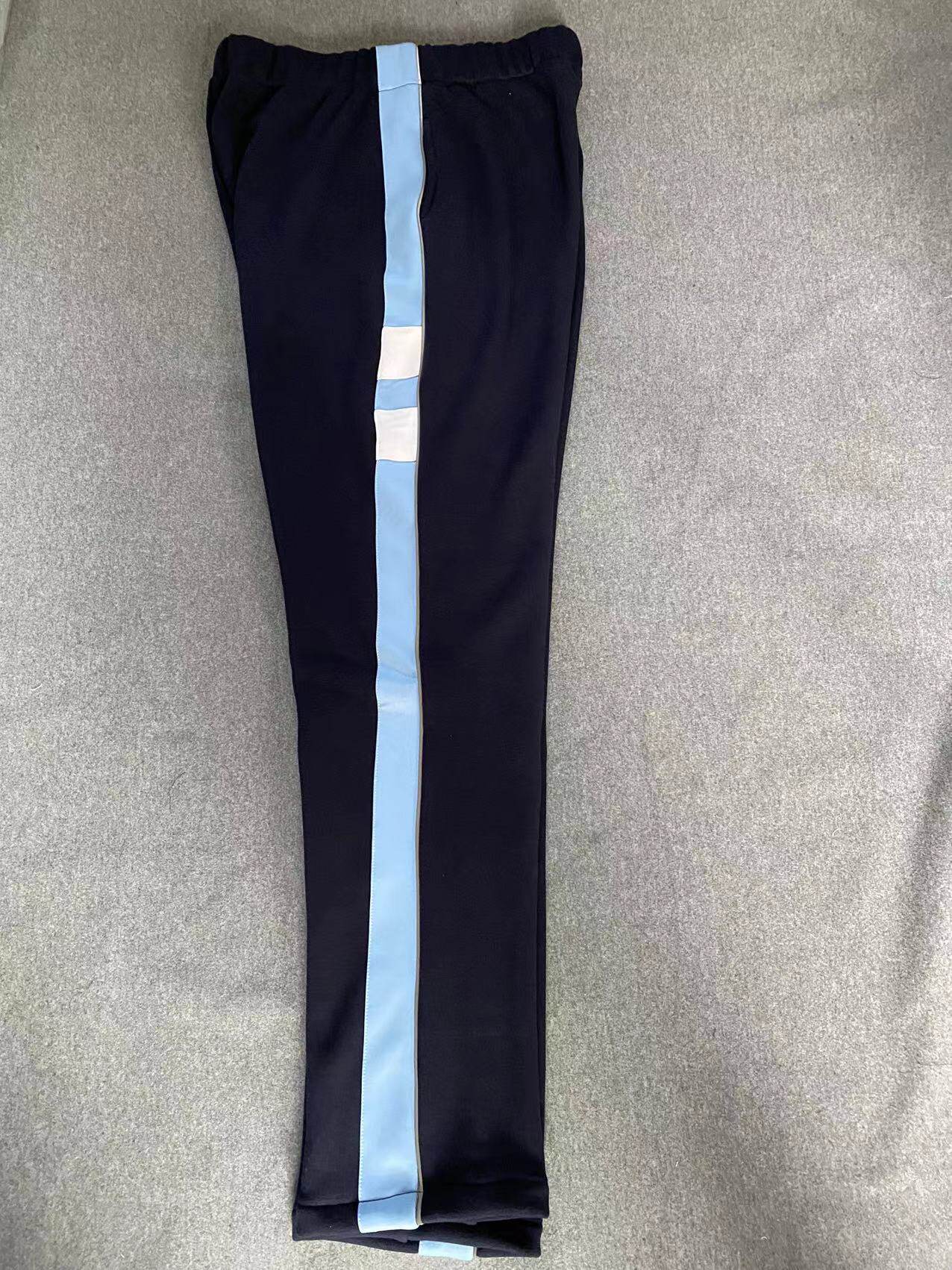 CUSTOM-MADE SPRING AUTUMN AND WINTER UNI SWEATPANTS NAVY BLUE STITCHING 4 CM LIGHT BLUE WHITE GRAY REFLECTIVE STRIP PANTS