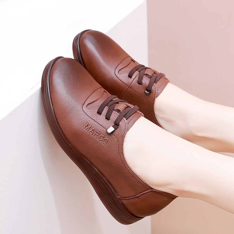 单鞋低跟真皮妈妈鞋2024秋款中老年女鞋软底舒适老人皮鞋平底防滑,女鞋,深口单鞋,淘宝优惠券,粉丝福利购,淘宝优惠卷