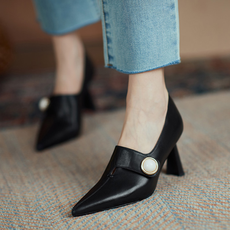 气质款高跟鞋女2021尖头法式复古