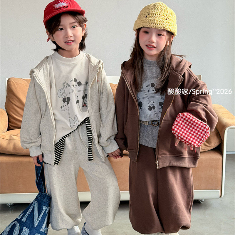儿童连帽休闲运动套装春季新品韩系男女童卡通卫衣外套裤子两件套,童装/婴儿装/亲子装,套装,淘宝优惠券,粉丝福利购,淘宝优惠卷